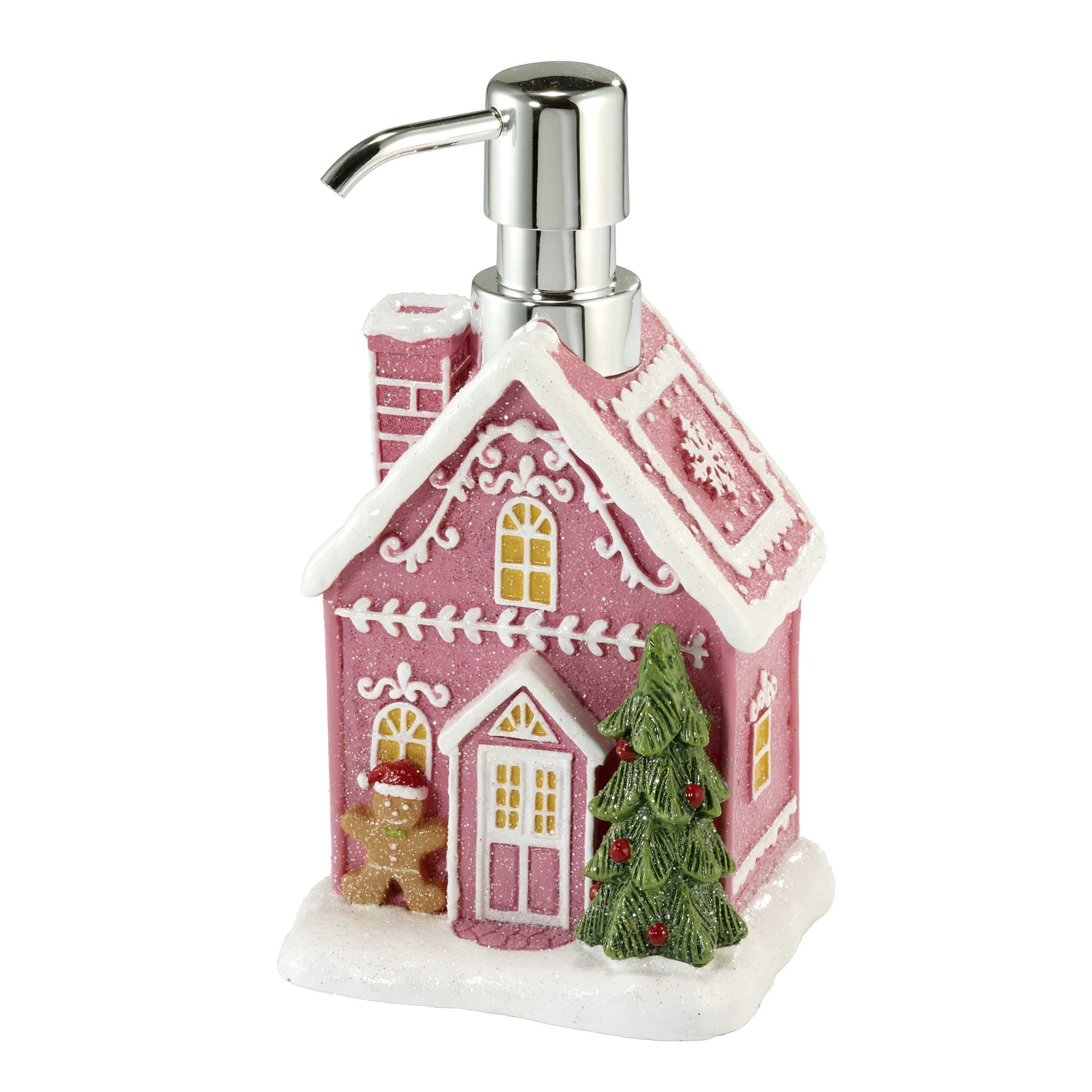 Photo 1 of Avanti Linens - Lotion Pump/Soap Dispenser, Durable Hand-Painted Resin, Countertop Accessories, Holiday Home Decor (Sparkle House)