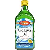 Carlson - Cod Liver Oil 1100 mg Omega-3s Plus Vitamins A & D3, Wild Caught Norwegian Arctic, Sustainably Sourced Nordic Fish Oil Liquid, Lemon, 500 mL (16.9 Fl Oz)
