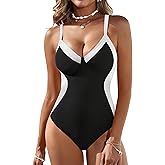 Blooming Jelly Women's One Piece Swimsuit Tummy Control Bathing Suit Slimming Color Block Swim Suits 2025