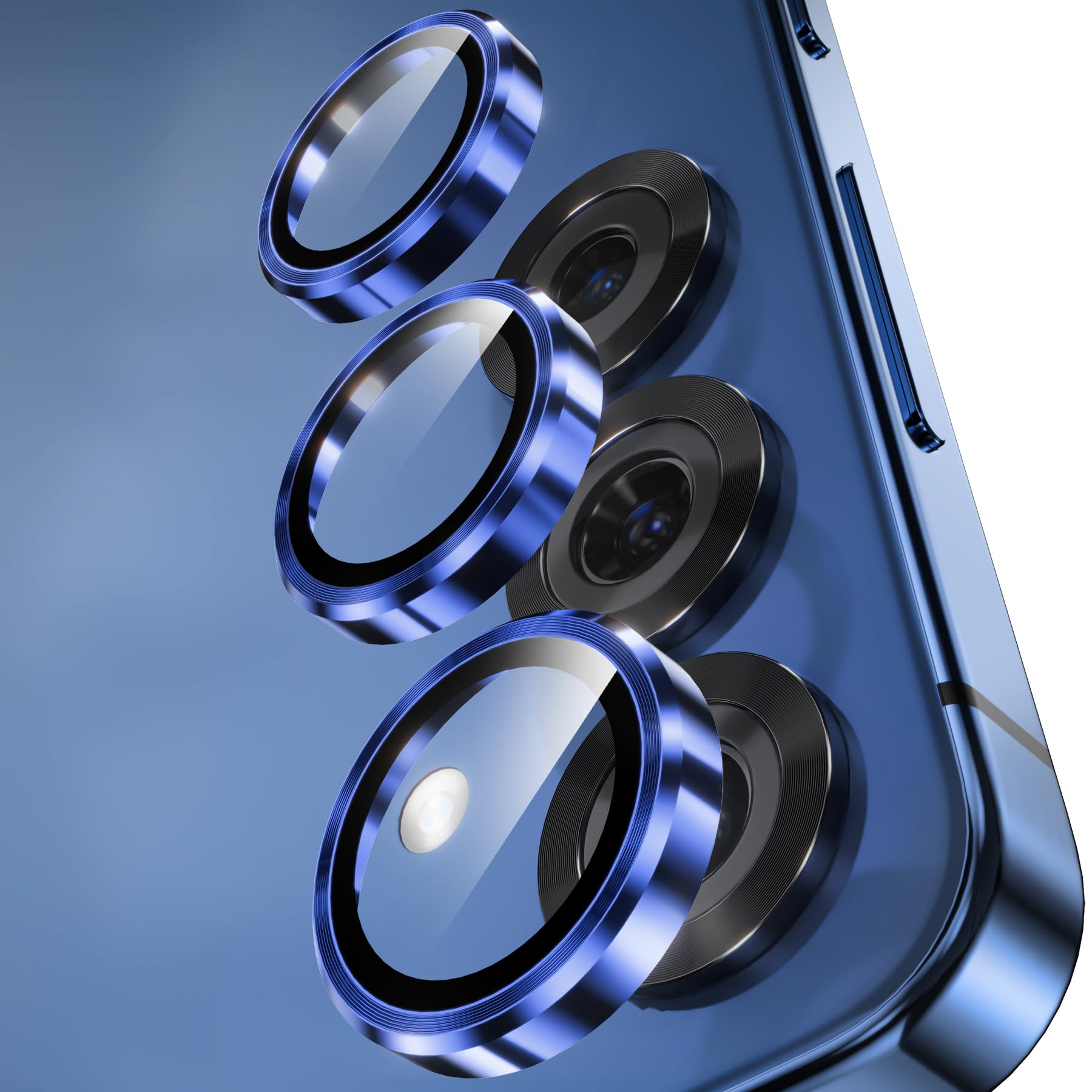 Photo 1 of YWXTW Camera Lens Protector for Samsung Galaxy S25+ Plus Accessories [1:1 Fit & Ultra Clarity] 9H Tempered Glass Metal Individual Ring Camera Cover Screen Protector, Case Friendly (Navy)