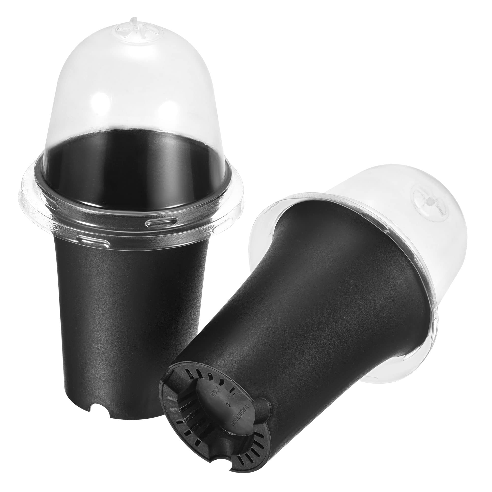 PATIKIL 3.7 Inch Round Nursery Pot, 3 Pack Plastic Flower Plant Container with Cover for Gardening Indoor Outdoor, Black