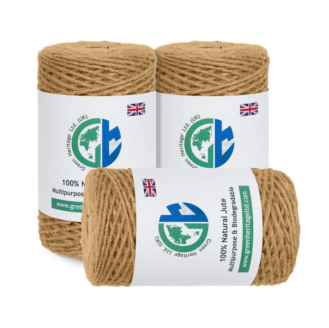 GHL 984 Feet / 300 Mtrs 450 Grams 3 Ply Jute Twine Natural Garden Twine for Floristry, Gifts, DIY Arts & Crafts, Decoration and Recycling Sisal String Jute Rope Thread (984 Feet / 300 Mtrs)