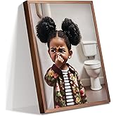 Colorato Stank Face Bathroom Art - Funny Black Girl Wall Decor for Toilet, African American Kids Bathroom Art - UNFRAMED (16" L * 12" W)