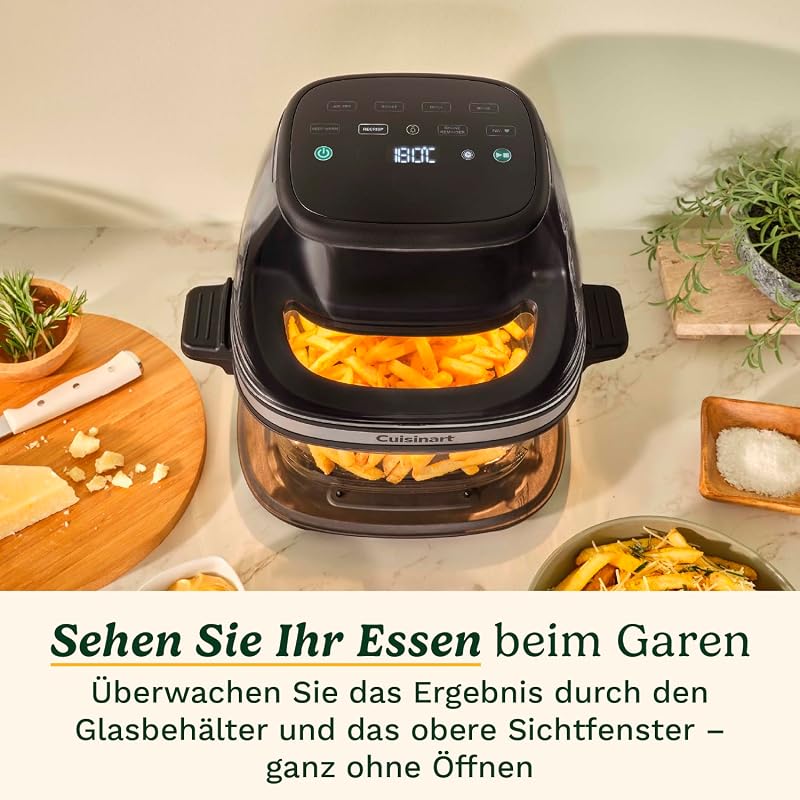 ClearView™ Air Fryer I Visibilité totale – Fenêtre 280°, sans PFAS, 8‑en‑1, Air Fry, Rôtir, Griller, Pizza, Déshydrater, MaxCrisp, Recrisp, 200°C. 3.7L
