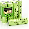 Howardly Ni-MH AA 600mAh 1.2v Rechargeable Battery for Solar Lights, Double A 1.2V Rechargeable Battery Pre-Charged, Low Self - Discharge for Outdoor Solar Lights, Ground Lights (AA-600mAh-8pack