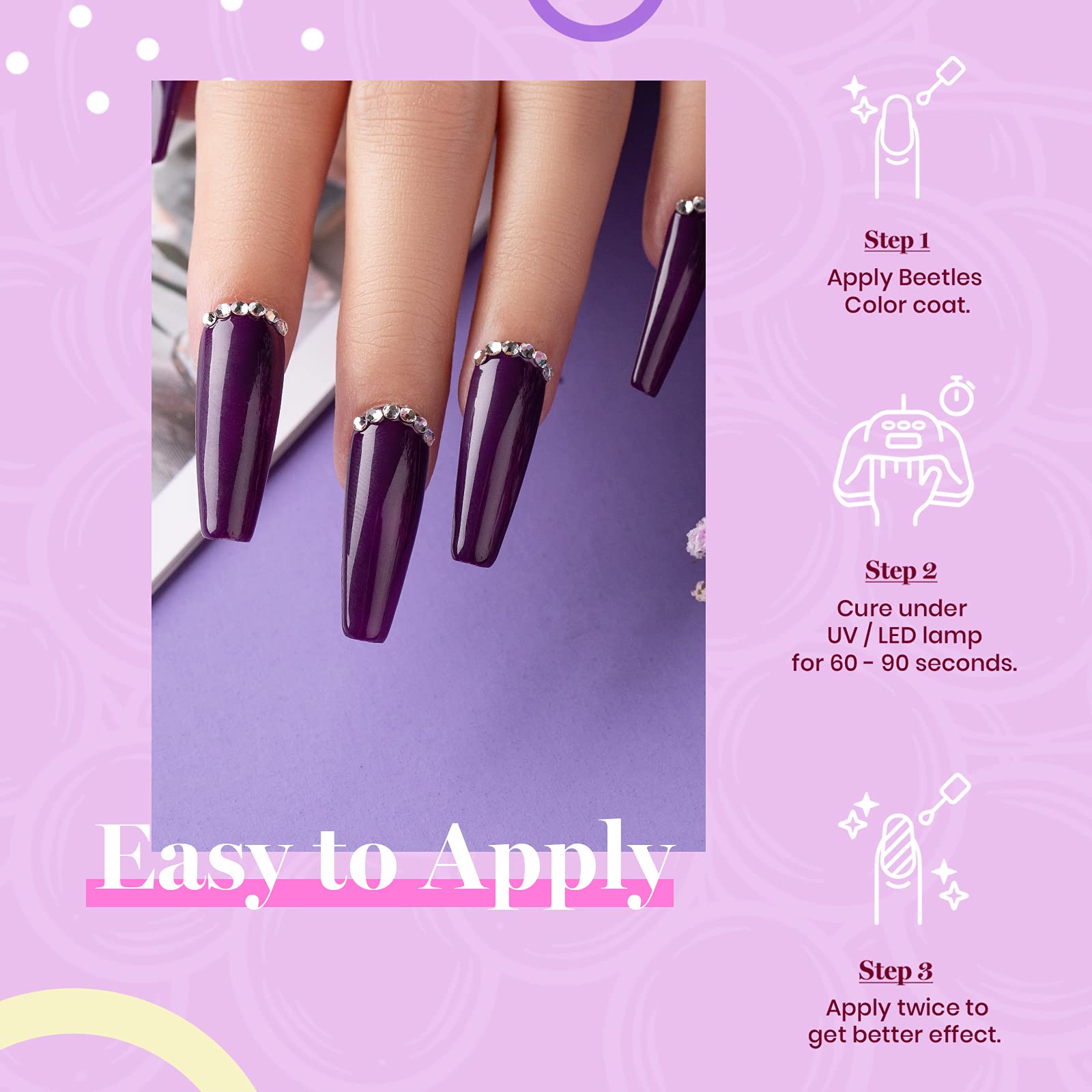 Beetles Purple Gel Nail Polish Set, 6 Colors Spring Pastel Purple Gel Polish Glitter Pink lavender Nail Polish Soak Off U v LED Gel Nail Kit Diy Nail Art Manicure at Home Gifts for Women - Image 4