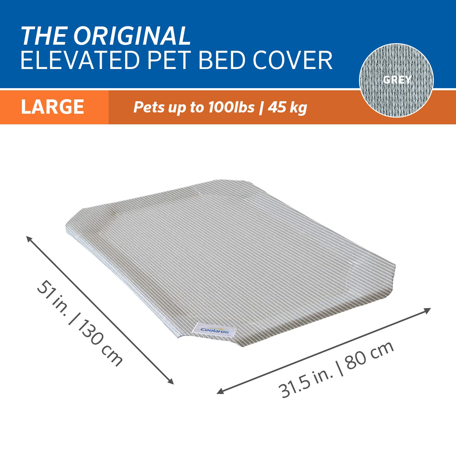 Coolaroo Replacement Cover, The Original Elevated Pet Bed by Large, Grey Pricepulse