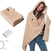 Nixegym Heated Shawl Wraps for Women, Portable USB Hooded Heated Blanket Shawl, Fast Heating Blanket with 8 Heating Zones and 3 Heating Levels for Outdoor, Home