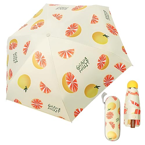 LHLZNB compact folding umbrellas，uv protection umbrella，small umbrella windproof strong，Lightweight Umbrella Compact ，sun umbrella，Equipped with storage bags (Grapefruit red)