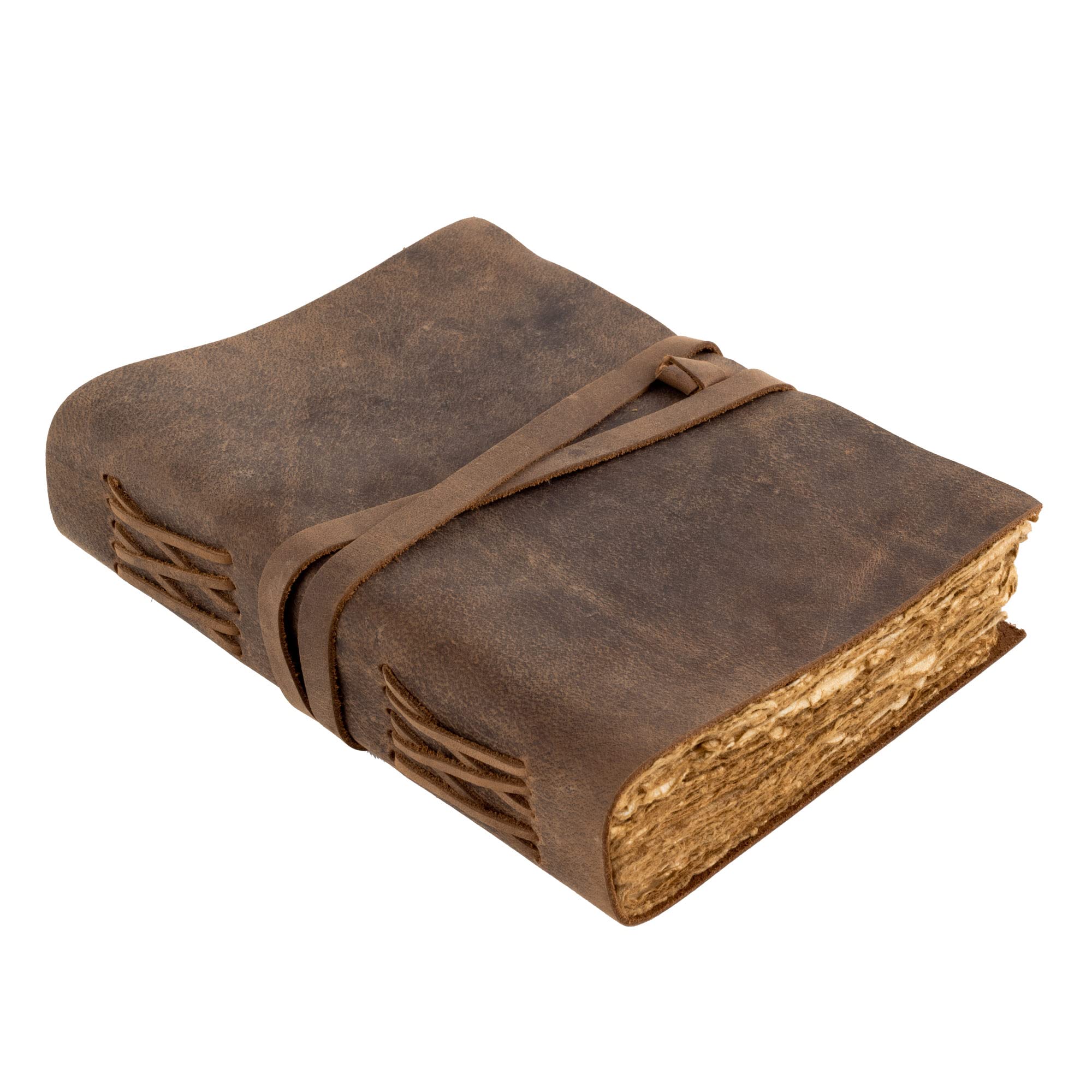 moonster Leather Journal Notebook – 7x5 Inch Handmade Vintage Diary with 240 Unlined Deckle Edge Pages – Genuine Buffalo Leather for Writing, Sketching & Travel