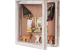 BECTSBEFF Shadow Box 12x12, Front Opening Shadow Box Frame, Square Diplay Case for Flower Badges Keepsake Photos Awards-Rustic White