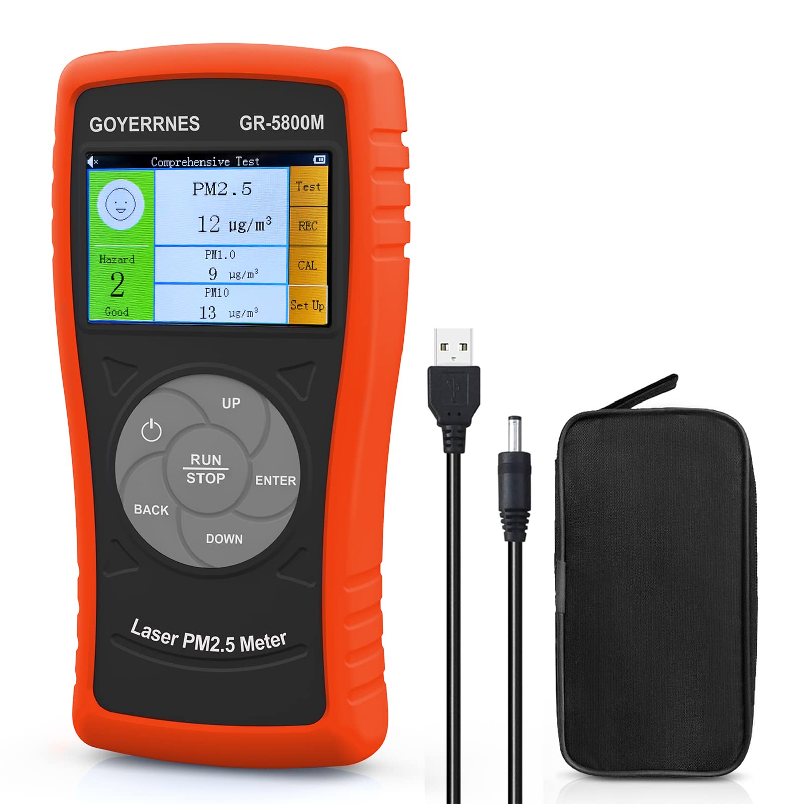 Air Quality Monitor, GR-5800M pm2.5 Monitor Indoor Pollution Detector PM2.5, PM1.0, PM10 Air Particulate Monitor Meter, Digital LCD Air Quality Sensor Analyzer with Real Time, Data Record