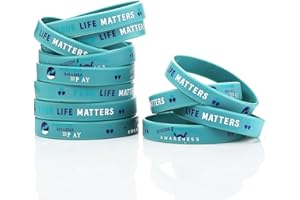 Retrowavy 50 Pcs Suicide Prevention Awareness Bracelets Silicone Wristbands Teal Purple Ribbon Support Bracelets Suicide Awareness for Women Men Teen Mental Health Care Activities Supplies