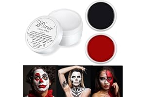 Wismee Clown Makeup Black White Red Cream Face Body Paint Clown Joker Zombie Vampire Skeleton Halloween Costume Fantasy Makeup Fancy Dress Up Cosmetics Set Oil Painting Art (White Red Black)