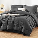HIMEET California King Comforter Set Dark Grey - 7 Pieces Cal King Bed in a Bag, Soft Lightweight Bedding Set, All Season Bed Set with Comforter, Flat Sheet, Fitted Sheet, Pillowcases & Pillow Shams