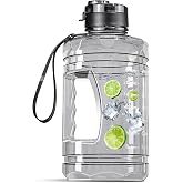 Half Gallon Water Bottle with Motivational Time Marker，74oz Water Jug | Strap &amp; Handle Large-Capacity Leakproof Water Bottles for Travel Sport Gym Outdoor（Clear)