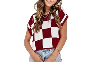 PUTYSENXI Girls Fall Crop Tops 2025 Cute Cap Sleeve Spring Summer Colorblock Loose Kids Knit Winter Sweaters Top