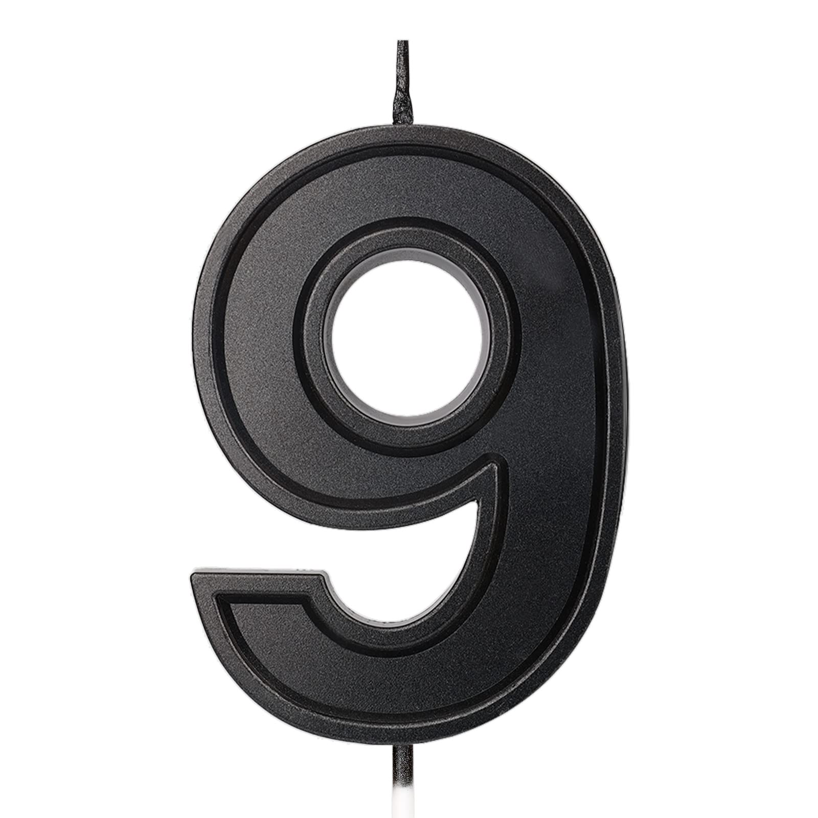 LUTER 7 cm Number of Birthday Candles, Diamond Shape 3D Numbered Birthday Cake Candles Cake Decoration for Wedding, Birthday, Graduation, Party (Black)(9)