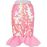 Miipat Girls Mermaid Tail Skirt Sparkly Kids Sequin Skirt Elastic Waist Birthday Party Beach Skirts