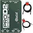 Radial ProD2 Passive 2 Channel Instrument Direct Box Passive Stereo DI with Isolation Transformer, 15dB Pad and Lift Switch with Senor Microphone Cable and Instrument Cable