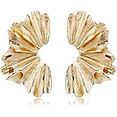 MALOYANVE Gold Statement Earrings for Women Exaggerated Large Geometric Bohemian Metal Leaf Flower Dangling Stud Earrings Jewelry Gifts