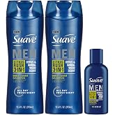 Suave Body Wash, Shampoo &amp; Conditioner 3-in-1 for Men, Citrus Rush Bundle, Full-Size Twin Pack + 1 Travel-Size (3 Piece Set)
