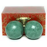 BRABUD 1.57in Marble Green Baoding Balls, Hand Exercise Massage Balls | Chinese Health Hand Balls, Stress Relieve, Therapy Balls, for Small Hands, with Box