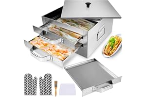 Gasgimos 2-Layer Rice Noodle Roll Steamer, with Extra Steam Tray, Stainless Steel Top Open Rice Roll Steamer, for Home Use, C