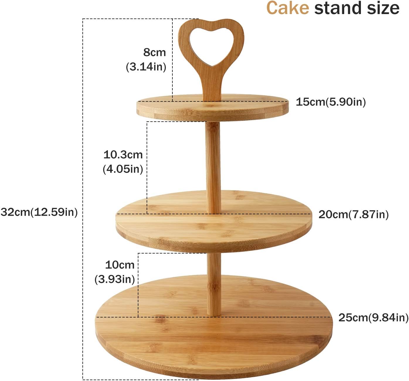 3-Tier Wooden Cake Stand, Serving Stand Fruit Plate Party Food Server Display for Cookies Sweets, Pastry, Baked Goods - Image 4