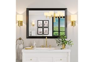Amorho Black Bathroom Mirror, 40x30 Inch Thick Metal Framed Wall Mirrors for Over Sink, Bedroom, Living Room, Entryway, Rectangle Wall-Mounted Mirrors(Horizontal/Vertical).
