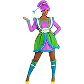 Stormy Rainbow Brite Women's Halloween Costume - Dazzling Dress with Leg Warmers, Belt, Hair Clip - Officially Licensed
