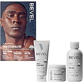 Bevel Facial Skin Care Set for Men - Mens Skincare Kit Routine Includes Face Wash with Aloe Vera, Glycolic Acid Exfoliating Pads, Lightweight Face Moisturizer, Helps Treat Blemishes and Bumps