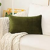 Home Brilliant Green Velvet Spring Pillow Covers 12x20 Decorative Pillow Cases Accent Oblong Pillow Covers for Office Lounge Nursery Holiday Decor, 12 x 20 (30x50cm), Avocado Green