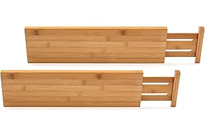 Lipper International 8897 Bamboo Wood Custom Fit Adjustable Deep Kitchen Drawer Dividers, Set of 2