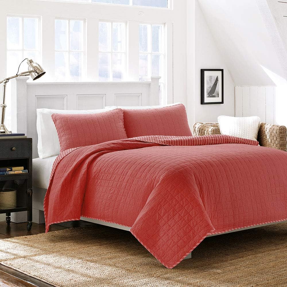 Nautica MXHSA91022337 Colcha Set, Matrimonial Queen, Maywood Faded Punch (Coral)