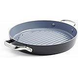 GreenPan Valencia Pro Hard Anodized Induction Safe Healthy Ceramic Nonstick, 11" Grill Pan, Gray