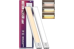 AUXODA 2 Pack Under Cabinet Lighting, 3 Color Temperature Motion Sensor Light Indoor, 2200mAh Rechargeable Closet Lights Motion Sensored, Dimmable LED Cabinet Lights, Under Counter Lights for Kitchen