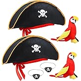 Hoypeyfiy 6Pcs Pirate Hats Shoulder Parrot Pirates Costume Accessories for Halloween Party Favors Cosplay Shows Christmas