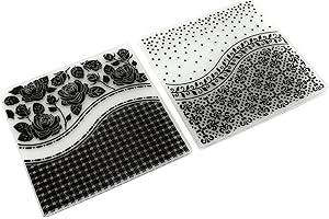 2Pcs Embossing Folders, Unique Design Concave Convex Texture Templates for DIY Paper Crafts, with Plastic Material for Invita