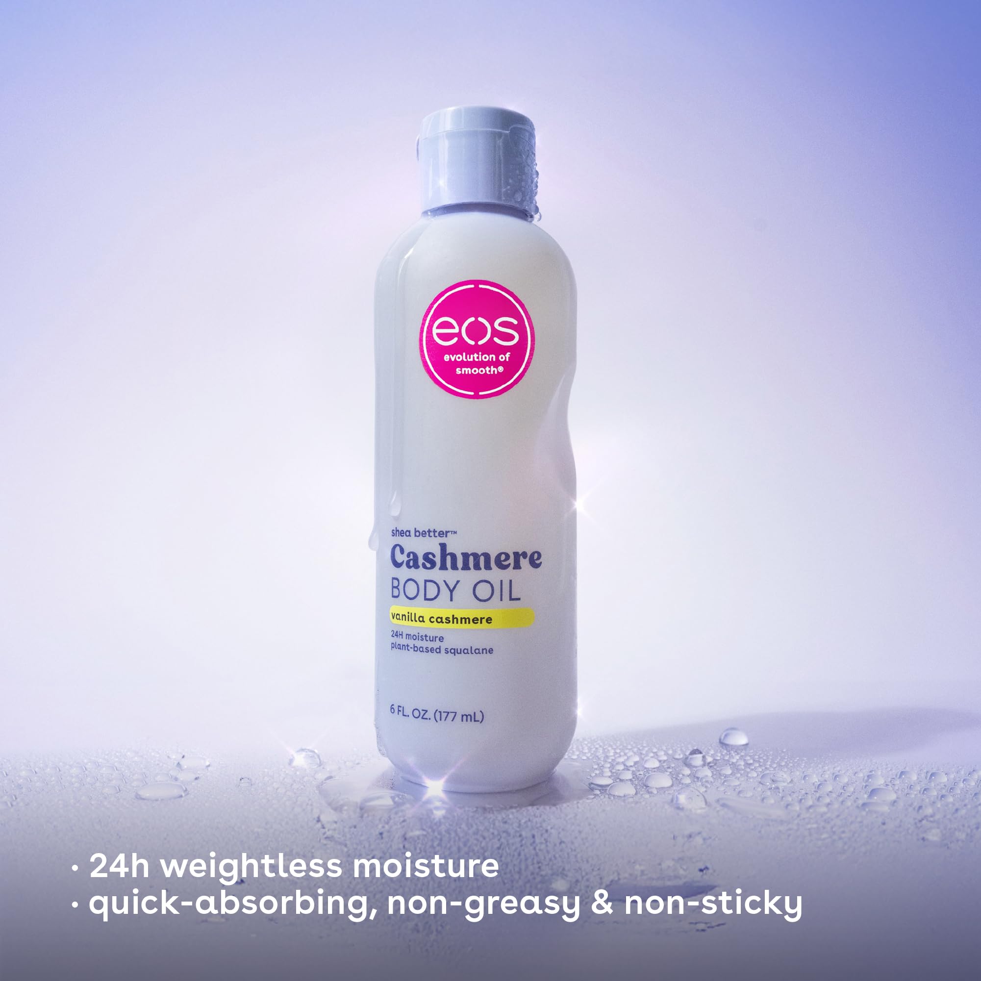 eos Cashmere Body Oil, Vanilla Cashmere, 24 Hour Moisture, Plant-Based Squalane to Soothe, Soften And Smooth Dry Skin, eos Body Oil, 6 fl oz