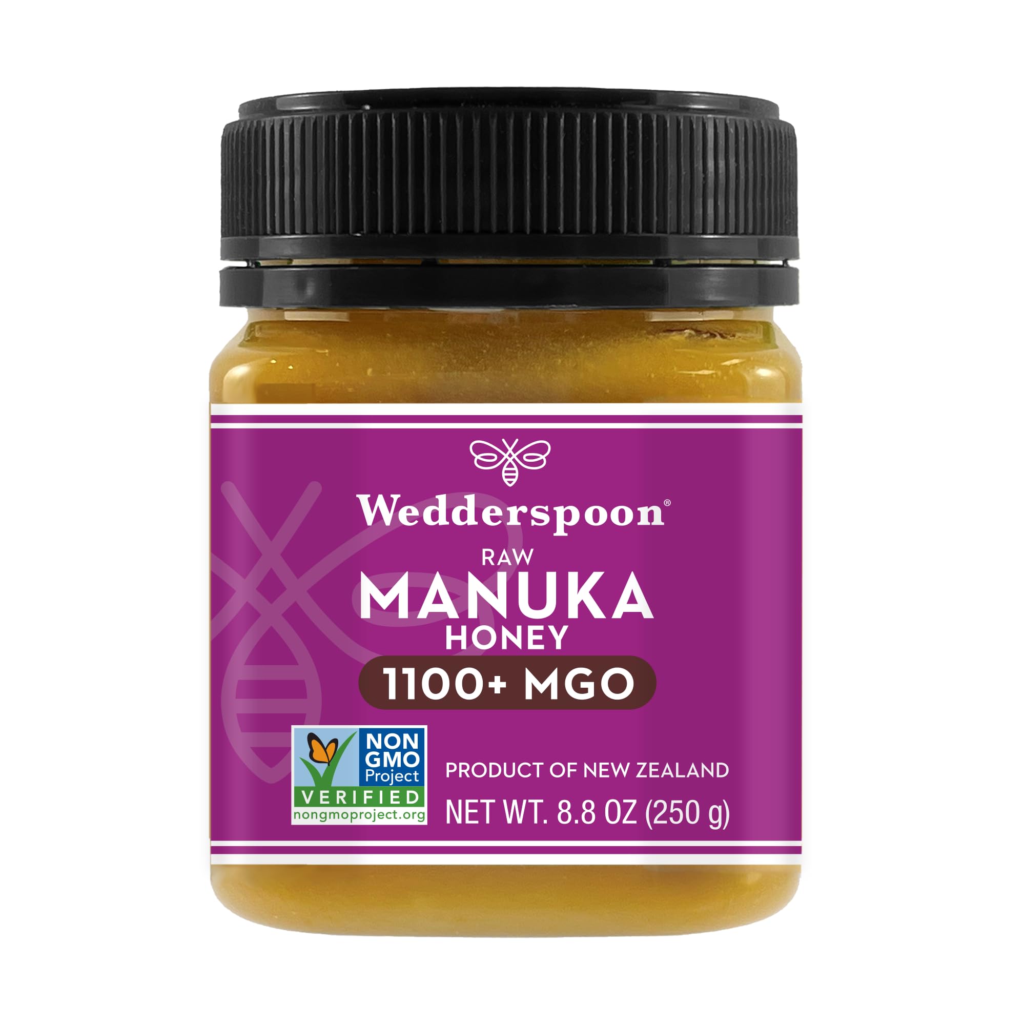 Wedderspoon Raw Premium Manuka Honey, 1100+ MGO, 8.8 Oz, Unpasteurized New Zealand Honey, From Our Hives to Your Home Image