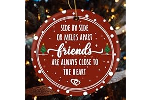 GEIFIN Friend Christmas Ornaments Friend Gifts for Women 2.9", Good Friends Ceramic Ornaments Red Christmas Tree Decorations
