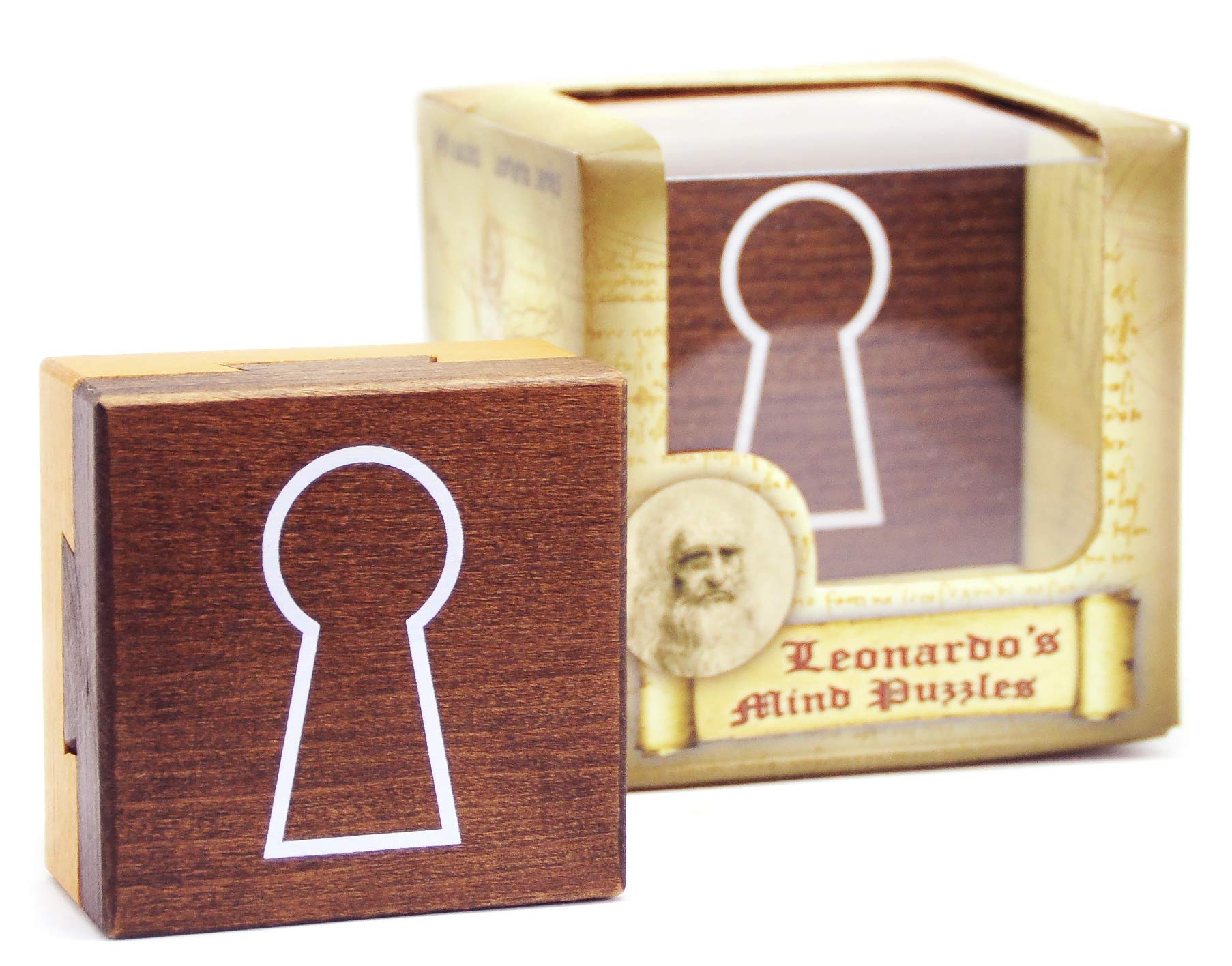 Logica Puzzles Art. Dovetail Puzzle Box - Wooden Brain Teaser - Secret Box - Difficulty 3/6 Hard - Leonardo da Vinci Collection