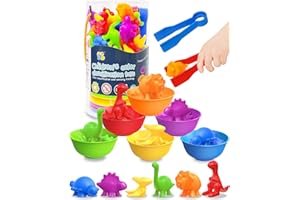 Yetonamr 48 Pcs Counting Dinosaurs Montessori Toys for 3 4 5 Years Old Boys Girls, Toddler Stocking Stuffers Preschool Learning Activities Toys for Kids Ages 3-5, 4-8, Birthday Gifts Sensory Toys