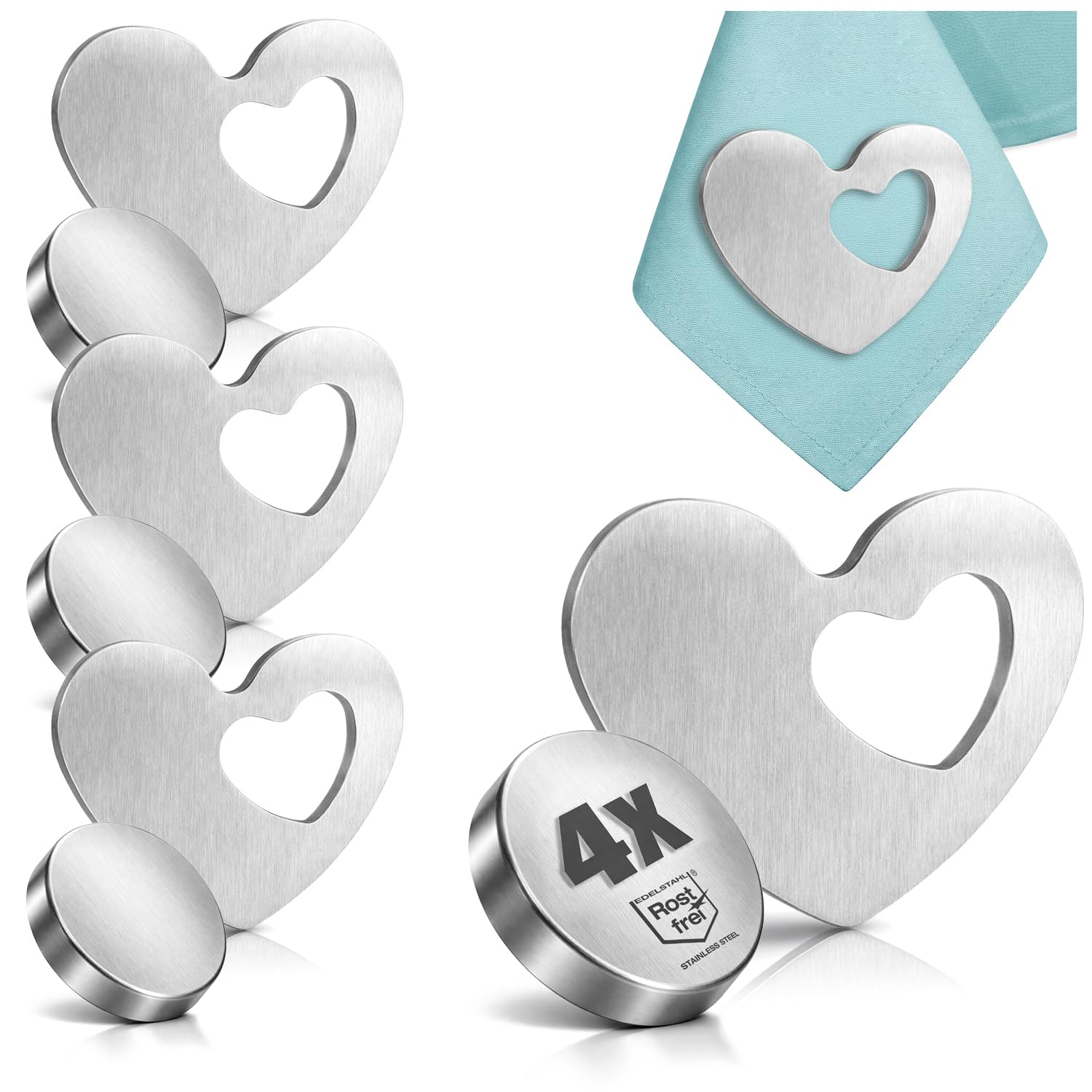 com-four® 4x tablecloth weights - tablecloth weights made of stainless steel - magnetic tablecloth clip - approx. 45 g