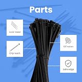 On1Shelf Cable Ties Black 450mm 4.8mm 50-Pack Heavy Duty Nylon Zip Ties view 7