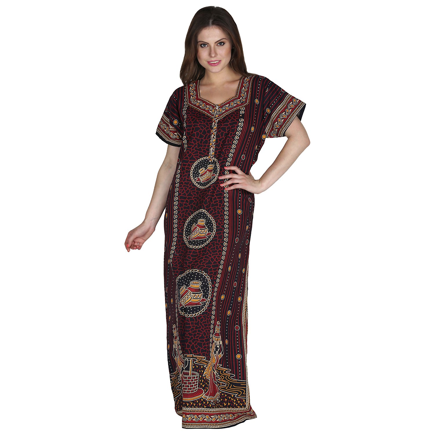 secret wish women's cotton brown nighty, nightdress
