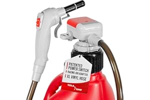 TERA PUMP TRFA03-XL Universal Gas Can Adapter Cap Battery Powered Fuel Transfer Pump (2.3 GPM) No Spill Sensor, 4.27 ft Vinyl Hose, Utility Jug Adapter, Power Nozzle, 4x AA Power
