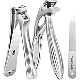 Vepkuso Toenail Clippers&Nail Clippers for Seniors Thick Nails - Professional Nail Clippers Set for Men/Women, Manicure Kit with Angled Head, Stainless Steel Toe Nail Cutter, Gift Idea