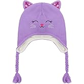 LUCKYBUNNY Toddler Girls Cat Ear Winter Hat Warm Knit Beanie Kids Earflap Cap for Cold Weather